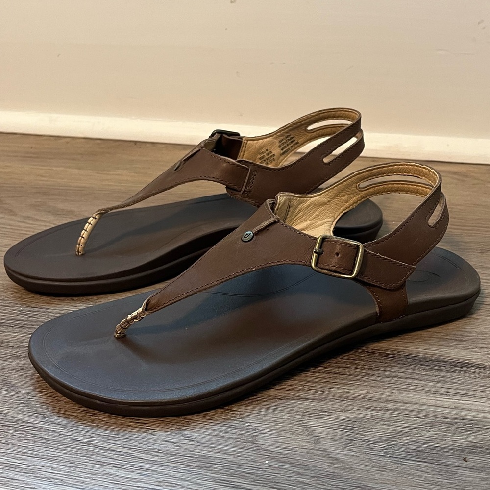 Olukai Women's sz 9 'Eheu Thong Kona Coffee EUC
